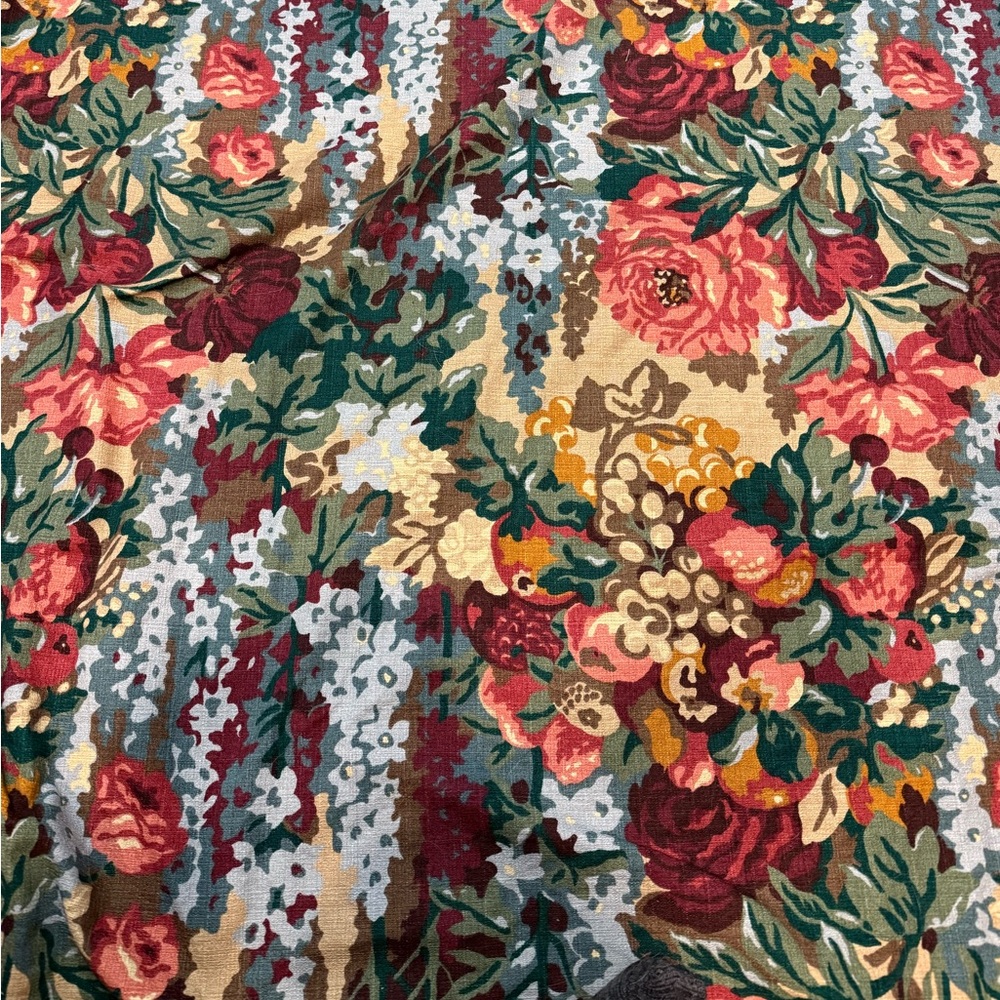 Vintage Floral Fabric by Bloomcraft Large Flowers Scene Screenprint 6 yards